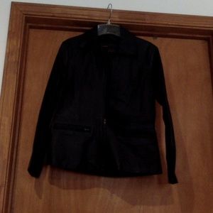 Women's Black Leather Jacket, medium